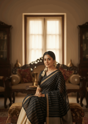 Gold And Black Georgette Ethnic Wear