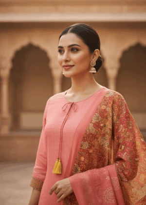 Dark Peach Silk Salwar Suit