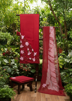 Blood Red Silk Salwar Suit