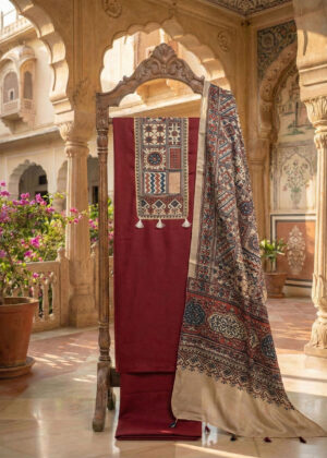 Unstitched Suit - Maroonish Red