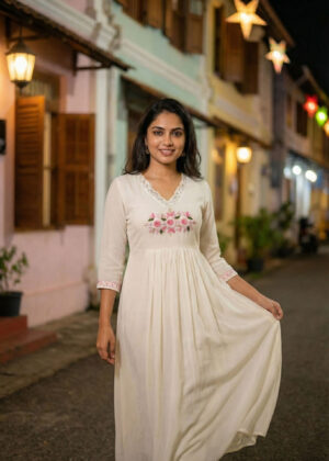 Ivory Georgette Kurthi