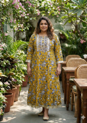 Yellow Breeze | Plus-Size Anarkali