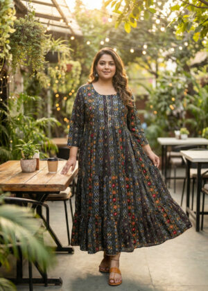 Black Flora | Plus-Size Anarkali